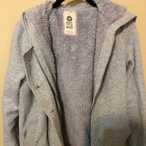 grey roxy fuzzy jacket